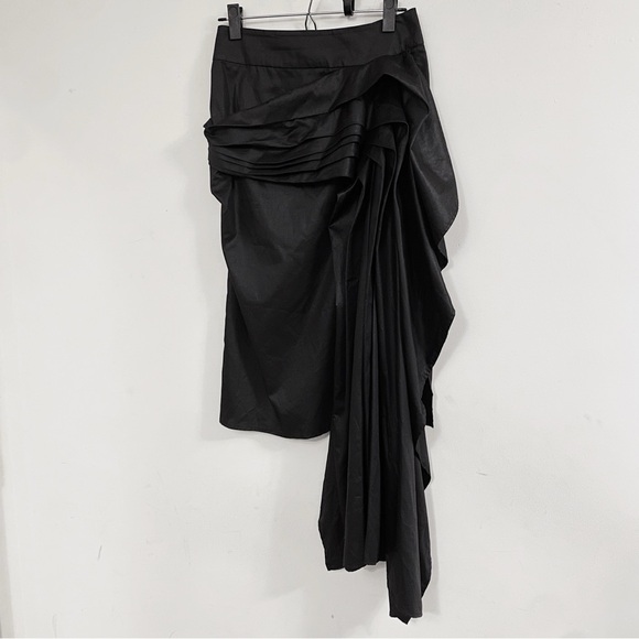 Carlo Carrizosa Black Draped Assymetrical Cotton Blend Skirt 8 M - Picture 1 of 9